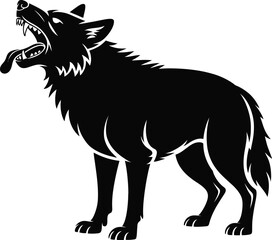 Howling wolf illustration with sharp teeth a powerful image on transparent background silhouette