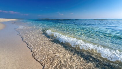 Tranquil Beach Scene with Gentle Waves.