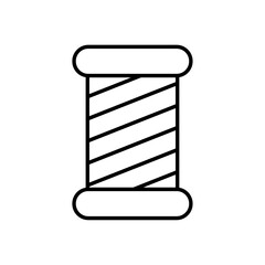 An illustration of a black icon of cutting and sewing attributes on a white background