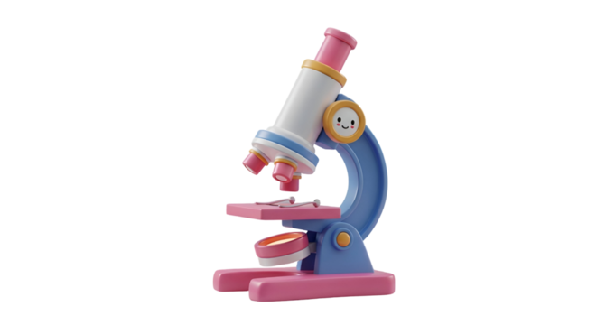 3d icon of cartoon microscope isolated on transparent background cute laboratory equipment for science and research