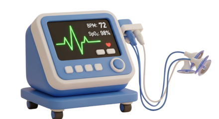 3d icon of cartoon medical monitor showing vital signs isolated on transparent background for healthcare concept