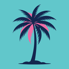 Obraz premium Vibrant tropical silhouette of a palm tree against a colorful gradient background perfect for summer designs