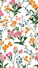 Seamless Pattern Colorful floral pattern with vibrant blossoms