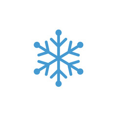 Fototapeta premium A crisp, minimalist blue snowflake icon, perfectly rendered on a clean white background, symbolizing the serene beauty and chilly essence of the winter season.