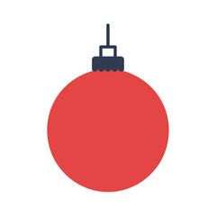 Obraz premium A vibrant red Christmas bauble with a dark blue cap, presented in a clean, minimalist flat design style, ideal for festive holiday season graphics.