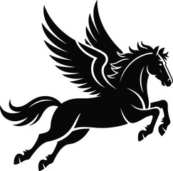 Majestic pegasus in flight a beautiful winged horse silhouette on transparent background