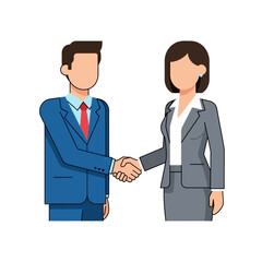 Fototapeta premium Professional business partners confidently sealing a deal with a firm handshake, symbolizing collaboration and success in a modern corporate environment.