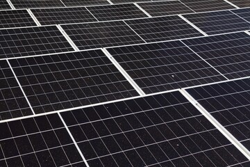 Solar panels on the ground in Albania. Photovoltaic energy generation in Albania.