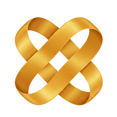 Golden ribbon woven knot abstract symbol of infinity