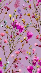 Seamless Pattern Vibrant floral pattern on pastel background