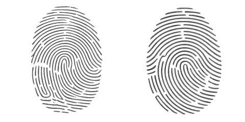 Unique Fingerprint Pattern on White Background for Forensic and Security Concepts,Collection of group fingerprints