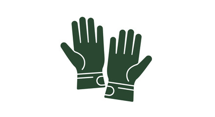 Obraz premium Green silhouette of protective gloves on white background