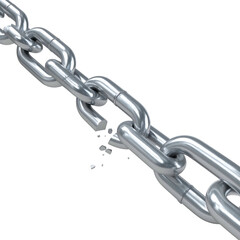 Obraz premium Close-up of a broken silver chain against a transparent background