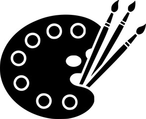 Palette with paintbrushes line art icon
