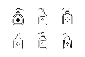hand sanitizer bottle line art vector illustration