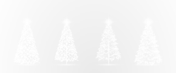 Realistic glowing Christmas trees. Sparkling lights in the form of a Christmas tree with bright shiny particles. Magical design for Christmas party, png.	
