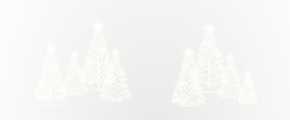 Realistic glowing Christmas trees. Sparkling lights in the form of a Christmas tree with bright shiny particles. Magical design for Christmas party, png.	
