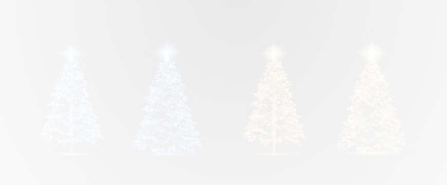 Realistic glowing Christmas trees. Sparkling lights in the form of a Christmas tree with bright shiny particles. Magical design for Christmas party, png.	
