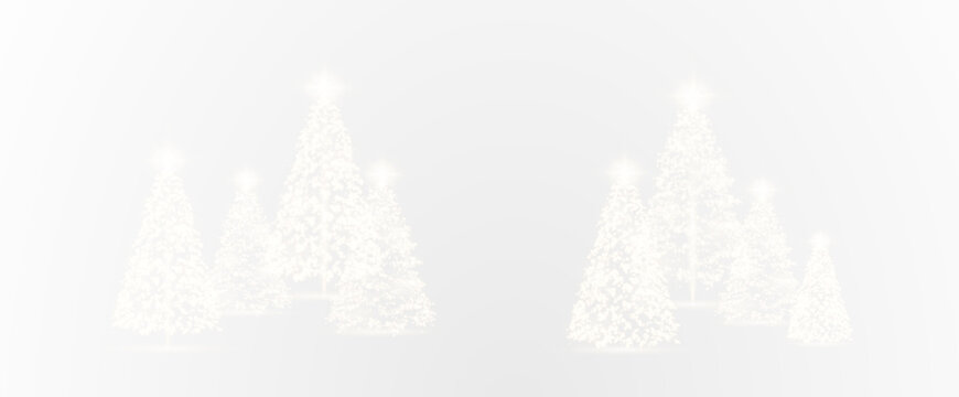 Realistic glowing Christmas trees. Sparkling lights in the form of a Christmas tree with bright shiny particles. Magical design for Christmas party, png.	
