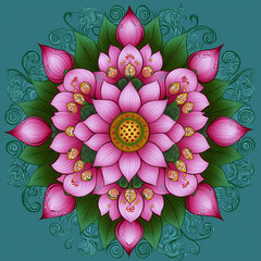 Abstract floral background formation with pink lotuspatterns