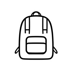 Simple black and white illustration of a backpack, ready for school or travel.