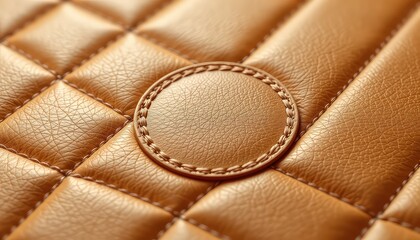 Obraz premium Detailed close up of light brown quilted leather with stitching, highlighting texture and craftsmanship