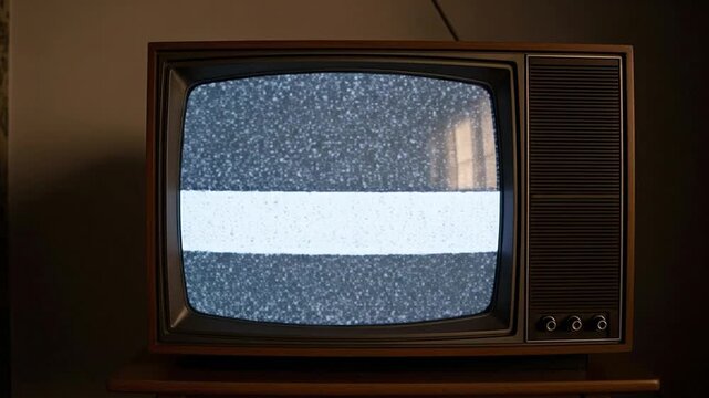 Retro television showing static, vintage broadcast nostalgia, classic tech vibe
