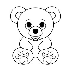 Cute Cartoon Teddy Bear with a happy smile Vector Illustration. Perfect for coloring pages, childrens designs, nursery decor, stickers or educational materials.