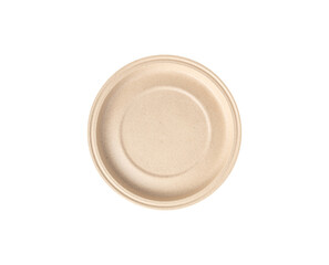 Brown ceramic plate isolated over white background