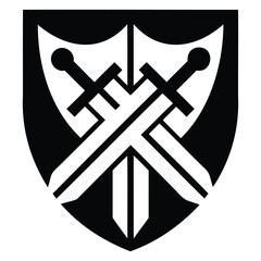 Generative Design Warrior Shield and Sword Icon Minimalist Silhouette