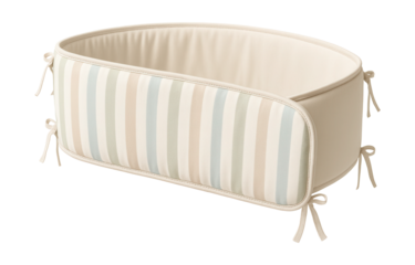 Reversible crib bumper features a striped side and a solid side for versatile decor.