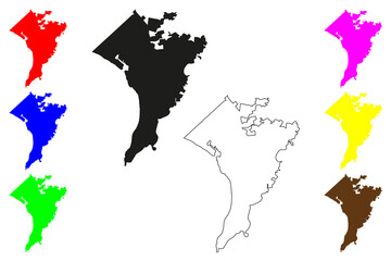 Puerto Vallarta city (United Mexican States, Mexico, Jalisco State) map vector illustration, scribble sketch Puerto Vallarta map