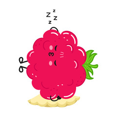 Cute raspberry character sleeping on pillow dreaming