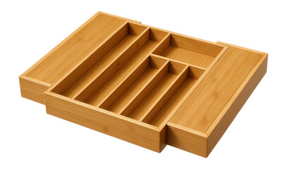Expandable bamboo sliding drawer for organizing various kitchen utensils.