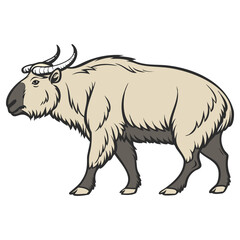 AI Rendered Golden Takin Animal Portrait Unique Wildlife Graphic