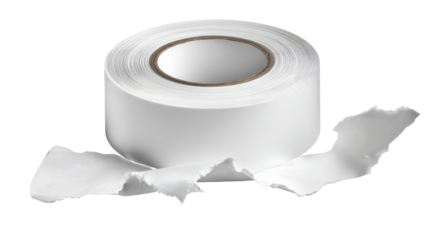 Roll of white toilet paper isolated on white background with soft texture, clean sheets, and household bathroom essential
