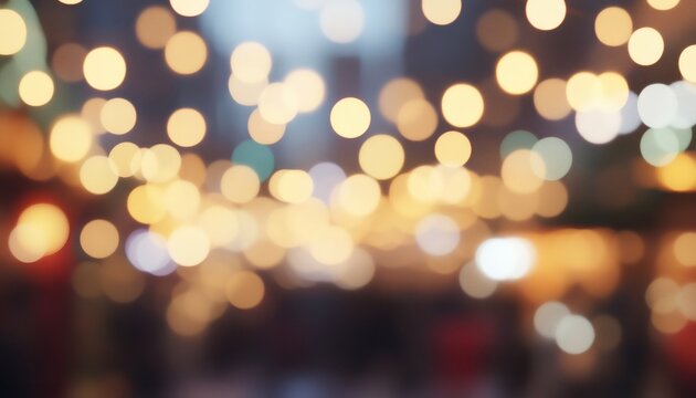 The illustration shows an out of focus image of many warm and cool colored lights creating a bokeh effect.