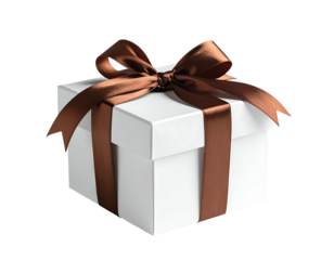 Gift box with brown ribbon