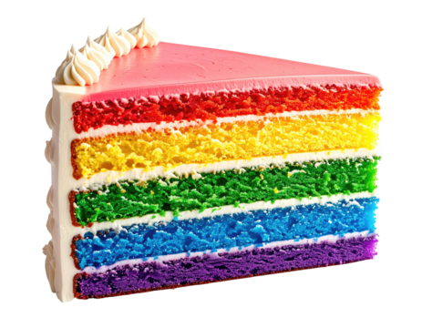 Colorful cake slice with frosting