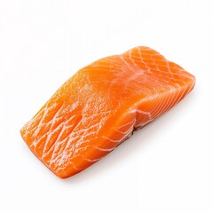 Fresh salmon fillet isolated on pure white background