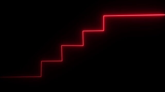 Glowing neon increase business graph arrow chart animation on black background.Glowing neon up business graph animation with arrow and black . abstract business down to up arrow animation.4k video...