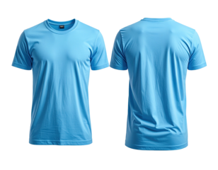 Light-blue blank t-shirt mockup, front and back views