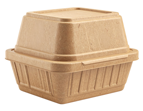 Eco friendly biodegradable compostable takeout food container clamshell brown fiber sustainable packaging joyfully promotes waste reduction and clean living