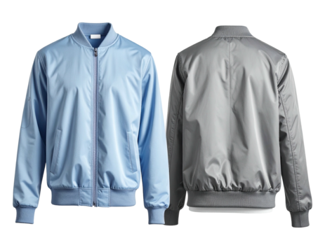Two-toned bomber jacket, front and back views