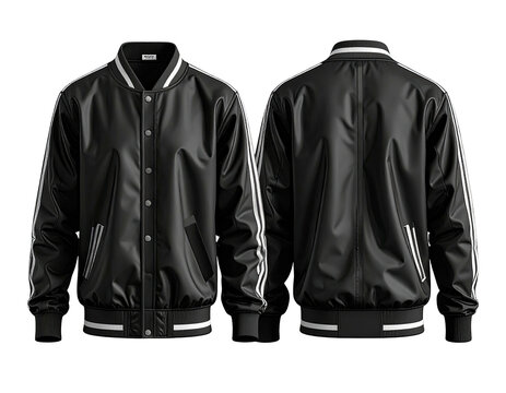 Black Varsity Jacket, front and back view