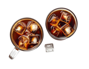 Two glasses of iced coffee