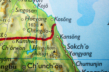 Map of eastern Korea with highlighted mountain regions.