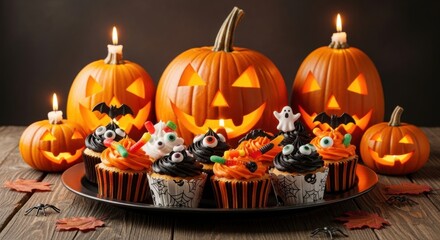 Spooky Halloween Cupcakes and Jack-o-Lanterns for a Festive Celebration