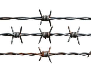 Rusty barbed wire fence