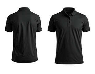 Mockup of a black polo shirt, front and back views (1)